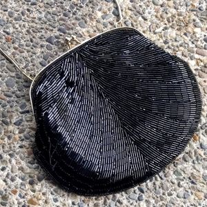 Vintage Black Beaded Purse - La Regale